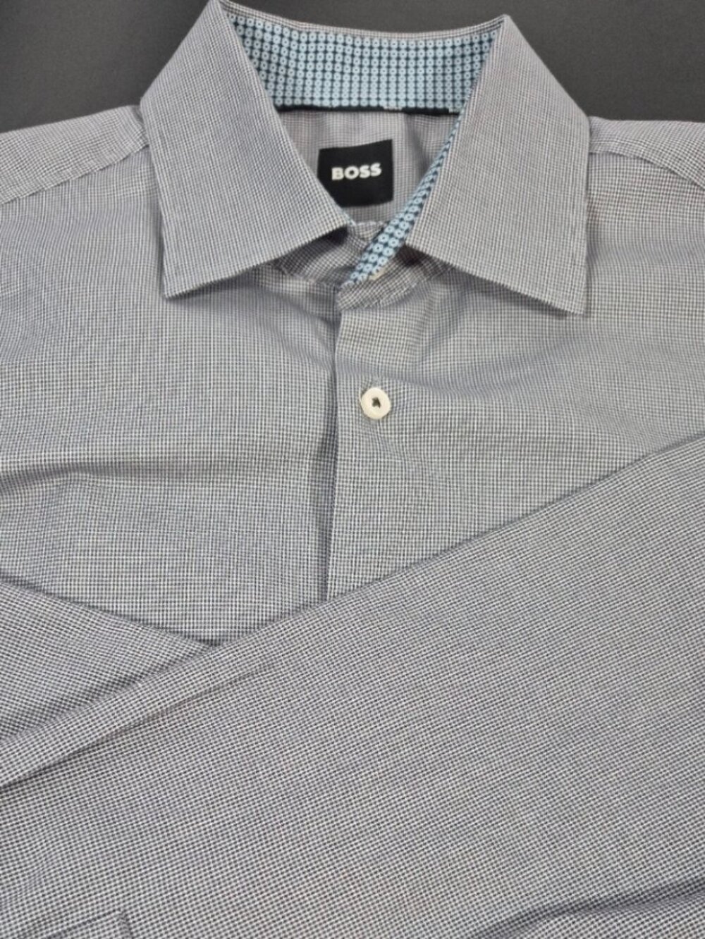 BOSS Hugo Boss Sharp Fit Easy Iron Gray Dress Shirt M 15.5 32/33